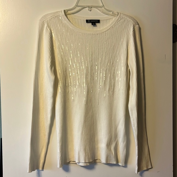 NWOT white sequin sweater from INC. - Picture 3 of 8